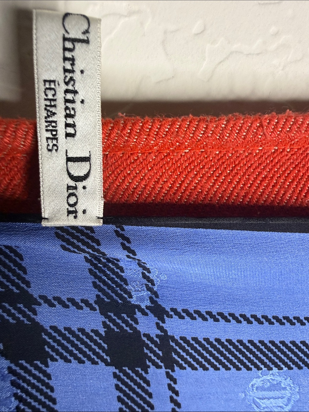 Blue and White Plaid Scarf with Black Grid dior bag included - Picture 4 of 6